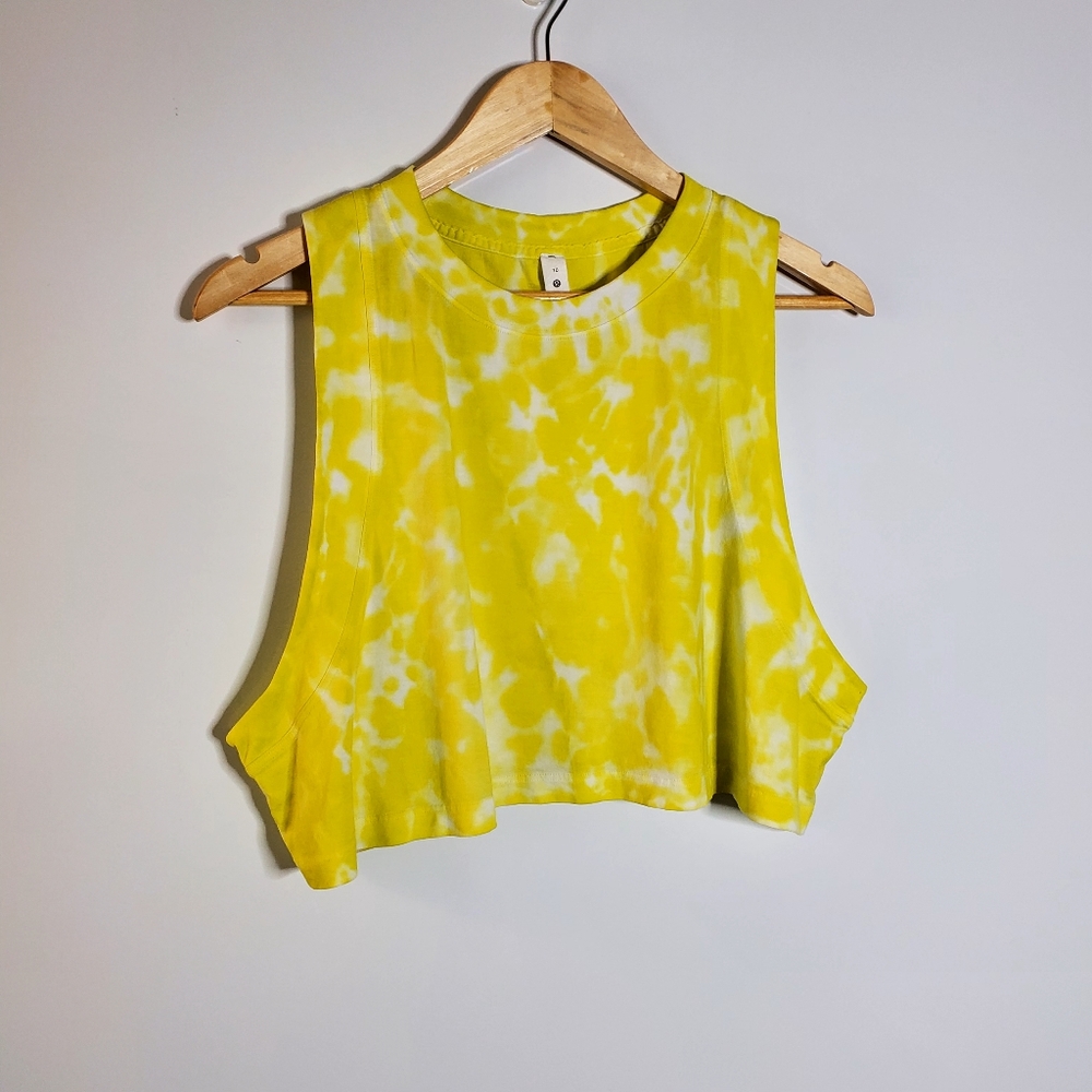 Lululemon All Yours Bright Neon Green/yellow cropped athletic top Size 10 - Picture 5 of 10